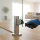 White Smoke Premium Zinc Raw Finish D Type Glass Clamp for Flat Post - Dimensions 63x45x29mm, Suitable for 8-12mm Glass with Complete Rubber Set