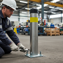 Dark Sea Green Premium Heavy Duty Galvanized Steel Bollard with Reflective Tape - 1370mm Height and 114mm Diameter