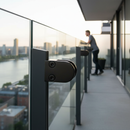 White Smoke Professional Heavy Duty D Type Glass Clamp for 42.4mm Posts, Powder Coated Black, Compatible with 8mm and 10mm Glass with Safety Pin Option