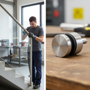 Tan Premium 30mm Glass Holder in 316 Stainless Steel for Flat Surfaces - Satin Finish, Compatible with 6-16mm Glass