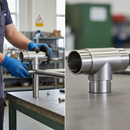 Dark Gray Premium 316 Stainless Steel Tee Connector for 42.4mm x 2mm Tubing with Satin Finish