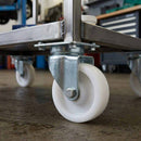 Dark Slate Gray 50mm Pressed Steel Swivel Castor Wheel - White Nylon Wheel & 4-Hole Top Plate - 65kg Max Load