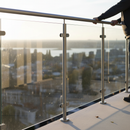 White Smoke Premium Heavy Duty 316 Stainless Steel Glass Balustrade End Post with Post Cap - 42.4mm x 2.0mm and Glass Clamps for 8mm, 10mm & 12mm Glass