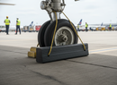 Alice Blue Premium Heavy Duty Aircraft Wheel Chock with Yellow Rope, 225 x 195 x 1000 mm, Ideal for Large Aircraft Safety