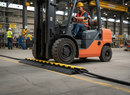 Dark Slate Gray Premium Heavy Duty Hose and Cable Protection Ramp with High Load Capacity, Polyurethane Construction, and Hinged PVC Lid for Safety