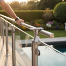 Black Premium Adjustable Tube To Tube Handrail Support for 42.4mm Tubes with Durable Construction