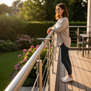 Black Premium Adjustable Handrail Support for 48.3mm Tube - 316 Stainless Steel with Satin Finish, 79mm Height and 14mm Stem