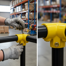 Black Premium 3 Way Top Rail Corner Key Clamp for 33.7mm Tube - Yellow Powder Coated Design for Internal Installations