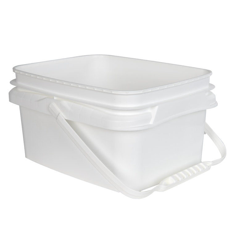 Light Gray Durable Square Plastic Buckets/Pails with Lid – Heavy-Duty Storage Solution