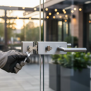 Gray Premium Aluminium Glass to Glass Gate Lock with Handles and 3 Keys for 10-12mm Glass Thickness
