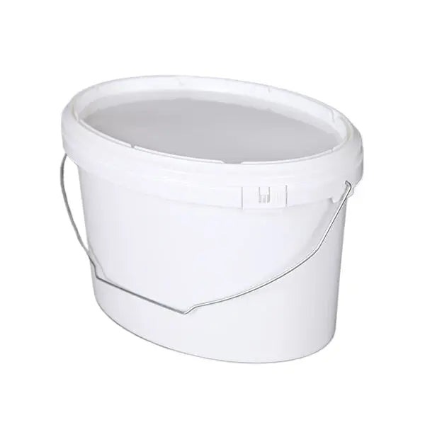 Lavender 6 Litre Oval White Plastic Buckets/Pails with Secure Lid – Food Grade & Durable