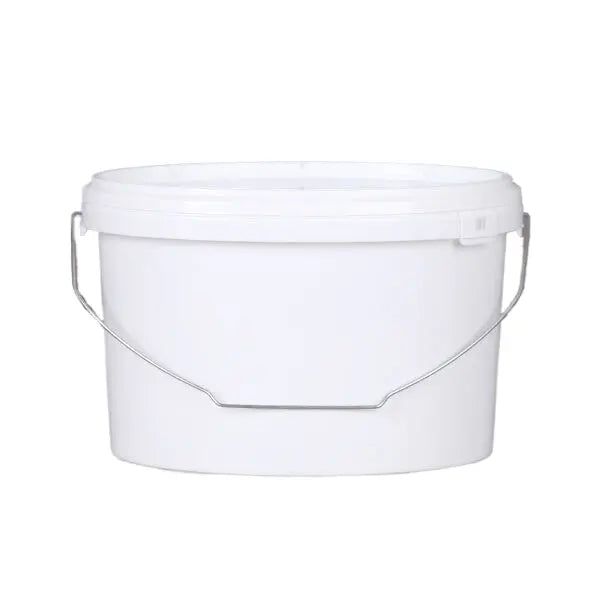 Lavender 6 Litre Oval White Plastic Buckets/Pails with Secure Lid – Food Grade & Durable