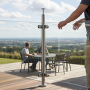 Lavender Premium 304 Stainless Steel Ready Made Glass Balustrade Kit Mid Post with 42.4mm Diameter and 120mm Base Plate