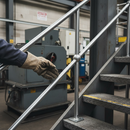 Dark Slate Gray Premium Galvanised 45 Degree Rake Side Palm Handrail for 42mm Tube - Right Hand Configuration