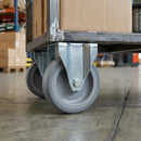 60mm Zinc Plated Fixed Retail Castor Wheel - Grey Thermoplastic Rubber Wheel - 40kg Load Capacity