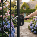 Black Premium Ornamental Gate Lock with Aluminium Housing and Stainless Steel Mechanism for 10-30mm Flat Profiles