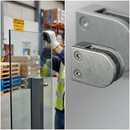 Dark Gray Premium Zinc Raw Finish D Type Glass Clamp for Flat Post - Dimensions 63x45x29mm, Suitable for 8-12mm Glass with Complete Rubber Set