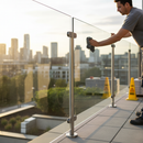 White Smoke Premium Heavy Duty 316 Stainless Steel Glass Balustrade End Post with Post Cap, 1100mm Height for 8mm-12mm Glass Clamps