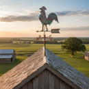 Light Gray Premium Aged Copper Cockerel Weather Vane for Outdoor Decor and Garden Use - High-Quality Professional Grade for Industrial and Commercial Applicat...