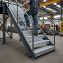 Dim Gray Premium Heavy Duty Durbar Steel Stair Tread 900 x 265 x 4.5mm with 50mm Turn Up and 145mm Down for Safe Staircases