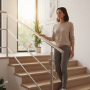 Light Gray Premium Adjustable Handrail Support for 48.3 x 2.6mm Tube - 316 Stainless Steel with Satin Finish