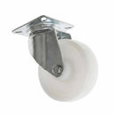 White Smoke 75mm Pressed Steel Swivel Castor Wheel - White Nylon Wheel & 4-Hole Top Plate - 75kg Max Load