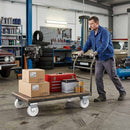 Slate Gray 75mm Pressed Steel Fixed Castor Wheel - White Nylon Wheel & 4-Bolt-Hole - 75kg Load Capacity