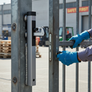 Light Gray Premium Adjustable Aluminium Gate Catcher with Polyamide Hook and Rubber Stop for Secure Installation