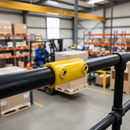 Black Premium Straight Joint Key Clamp for 42.4mm Tube - Yellow Powder Coated Connector with Durable Grub Screws for Internal Use