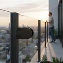 Dark Slate Gray Premium 304 Stainless Steel D Type Glass Clamp - Powder Coated Black for 8mm & 10mm Glass with Optional Safety Pin