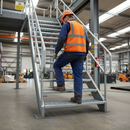 Slate Gray Premium Galvanised Open Mesh Steel Stair Tread 900 x 288mm with Perforated Nosing for Enhanced Safety