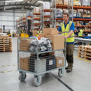 80mm Pressed Steel Fixed Castor Wheel - Grey Rubber on Pressed Steel - 60kg Load Capacity