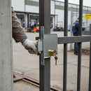 Dark Gray Premium Double Throw Hook Lock for Sliding Gates with 54mm Cylinder and 3 Keys for Automated Gate Security