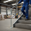 Slate Gray Premium Galvanised Handrail Standard with Flat Base for 34mm Tube, 500mm Ball Centres and 600mm Tail Length