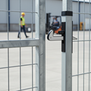 Light Gray Premium Adjustable Aluminium Gate Catcher with Polyamide Hook and Rubber Stop for Secure Installation