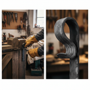 Black Premium Heavy Duty Forged Gate Crook 30 x 8mm Hammered Edge Bar with Length Options