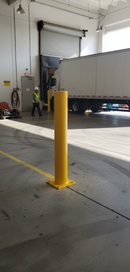 Dim Gray Heavy Duty Steel Bollard 1260 mm with Yellow Powder Coating and Quick Fixing Holes