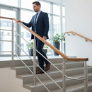 Light Gray Premium Thick Tube to Tube Handrail Support for 42.4mm Posts - 316 Stainless Steel Construction with Satin Finish