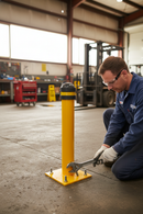 White Smoke Premium Heavy-Duty Bollard with Reflective Tape and Moulded Rubber Cap, Dimensions 89 x 600 mm, Yellow Finish