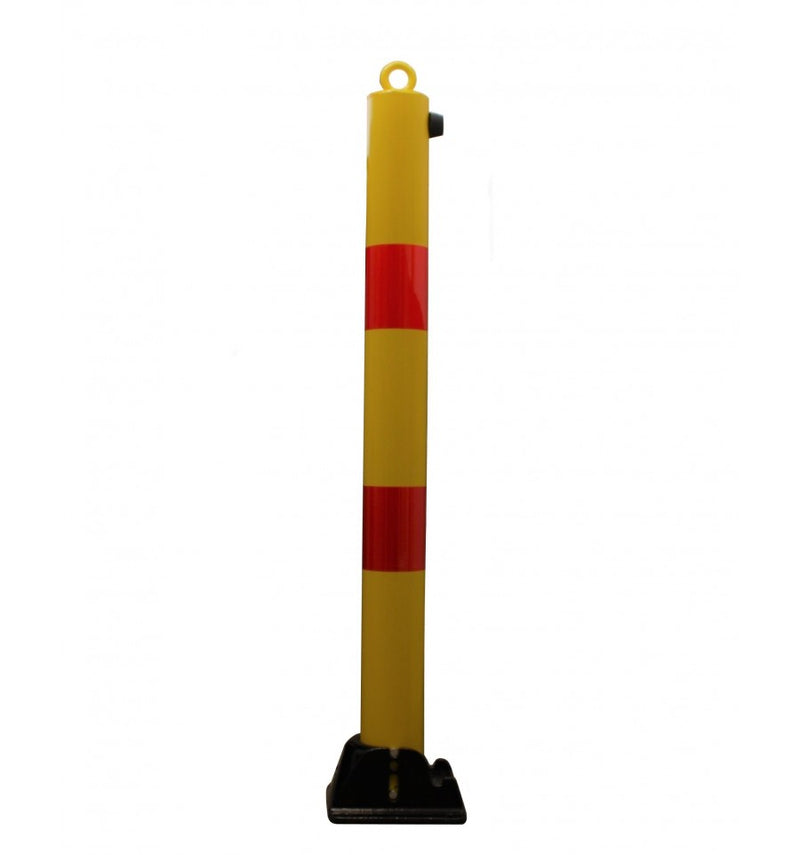 Saddle Brown Yellow & Red 900 mm High Diameter Fold Down Parking Post