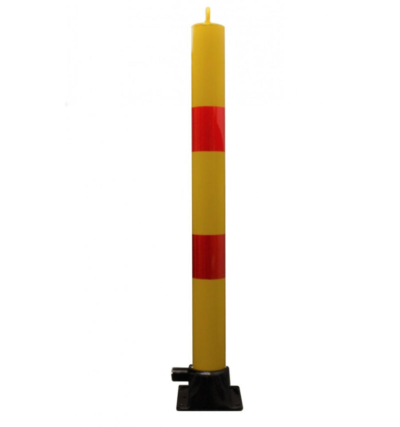 Dark Goldenrod Yellow & Red 900 mm High Diameter Fold Down Parking Post