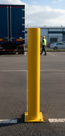 Dim Gray Heavy Duty Steel Bollard 1260 mm with Yellow Powder Coating and Quick Fixing Holes