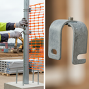 Gray Professional Kick Klamp Stanchion Clip for 34mm Tube - No Welding Required for Secure Walkway Barriers