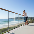 Gray Premium 304 Stainless Steel Glass Balustrade End Post 42.4mm x 2.0mm with Post Cap and Glass Clamps for Versatile Installation