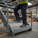 Dark Slate Gray Premium Heavy Duty Durbar Steel Stair Tread 900 x 265 x 4.5mm with 50mm Turn Up and 145mm Down for Safe Staircases