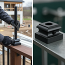 Dark Slate Gray Premium Adjustable Aluminium Baluster Bracket for 12.5mm Round Railings with Black Powder Coated Finish