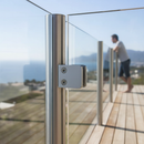 Powder Blue Premium 304 Stainless Steel Square Type Glass Clamp 45x45x27mm for 48.3mm Post with Rubber Inserts