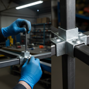 Black Premium Centre Cross Square Key Clamp for 40mm Box Section - Heavy Duty 4 Way Socket for Multi-Vertical Structures