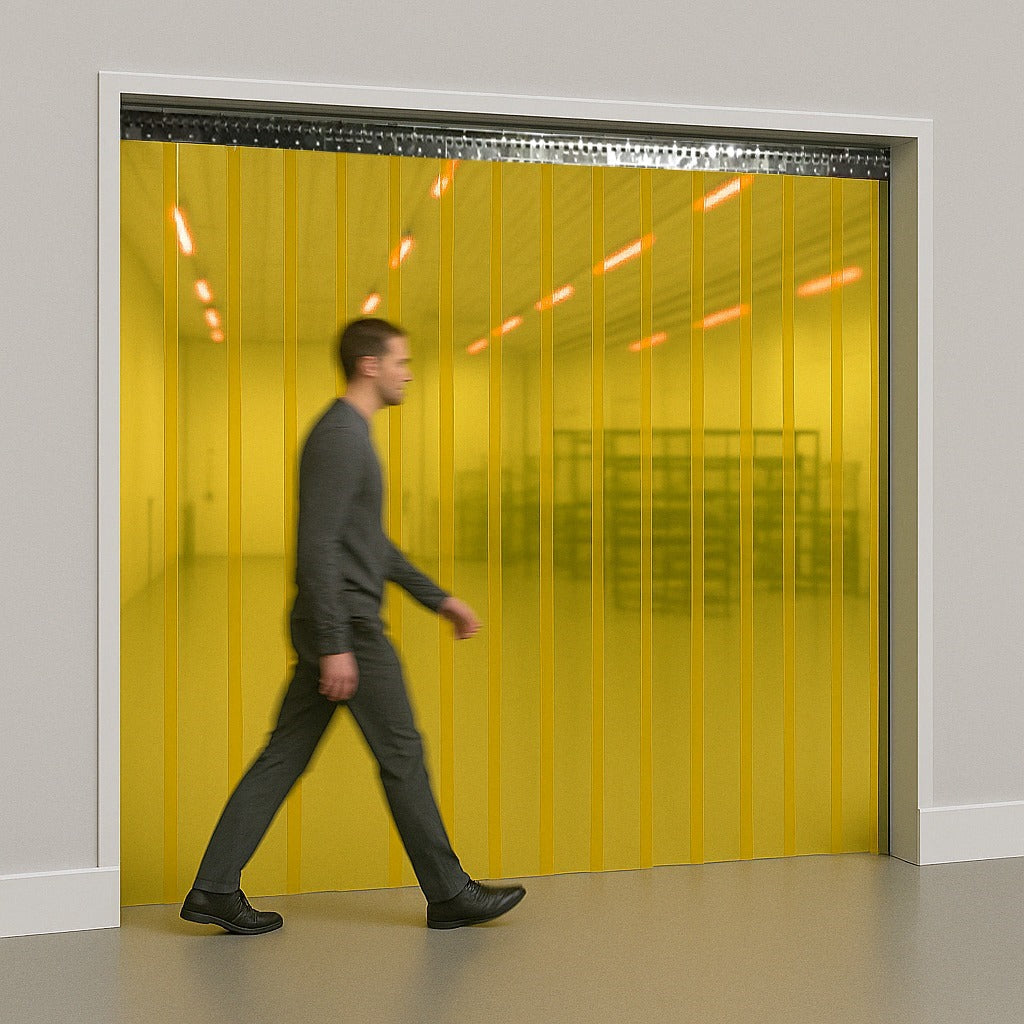 Dark Goldenrod Transparent Yellow Coloured PVC Strip Curtains (Hook-on)