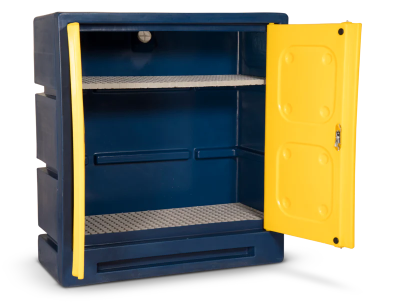 Sandy Brown Chemical Storage Plastic Cabinet - 1220 x 550 x 1310 mm - Safe Storage Solution for Hazardous Materials